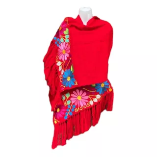 Rebozo Chal Bordado Mexicano Modelo Telar Flores