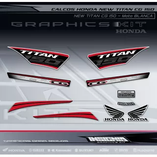 Calcos Honda New Titan Cg 150 Moto Blanca - Insignia Calcos