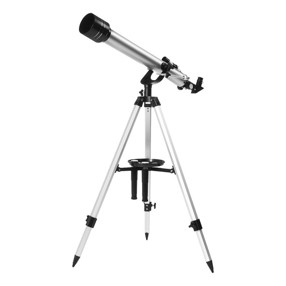 Telescopio Refractor Astronomico 525x F700x60 Con Tripode Color Plateado