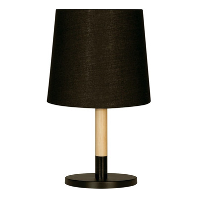 Lampara Velador De Mesa Tokio Negro Madera Apto Led Moderno