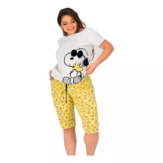 Pijama Para Mujer Pescador Snoopy Peanuts Blusa Y Capri 9048