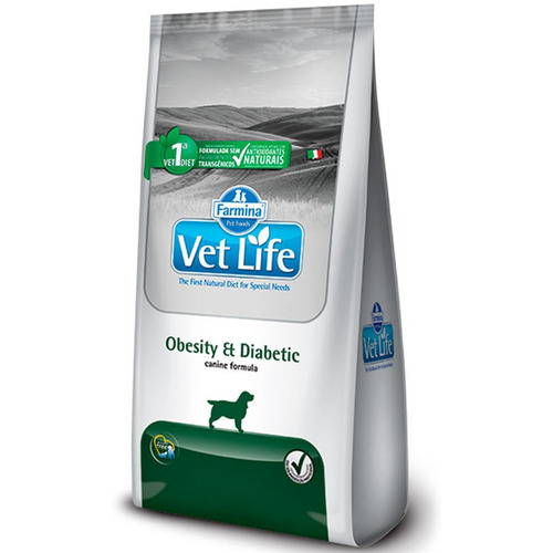 Alimento Vet Life Natural Canine Obesity & Diabetic para perro adulto todos los tamaños sabor mix en bolsa de 10.1kg