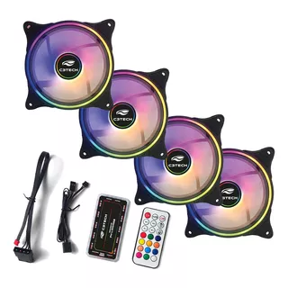 Kit 4 Cooler Fan Gamer Argb 6 Pinos C3 120mm + Controladora