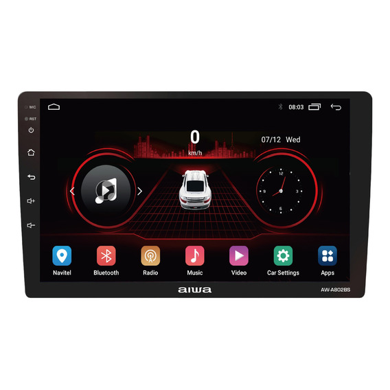 Radio para Auto Aiwa Aw-a802bs 2 Din Android Touch Hd De 9'' Color Negro