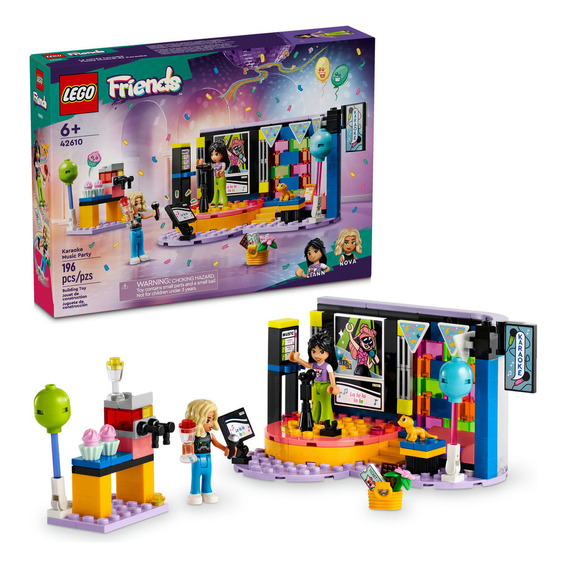 LEGO® Friends Fiesta Musical de Karaoke, juguete de construcción para niñas y niños que adoran cantar, con minipersonajes de Liann y Nova 42610