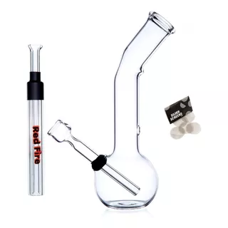 Bong De Vidro 16cm Curvado Portátil + Seda De Vidro + Brinde