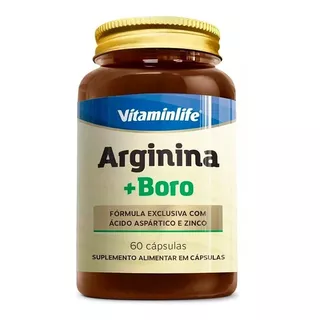 Arginina 500mg + Boro 60 Cápsulas - Vitaminlife Sabor Sem Sabor