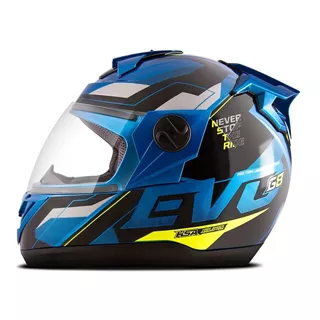 Capacete Moto Novas Cores Liberty Evolution G8 Evo Pro Tork Cor Azul E Amarelo Tamanho Do Capacete 60