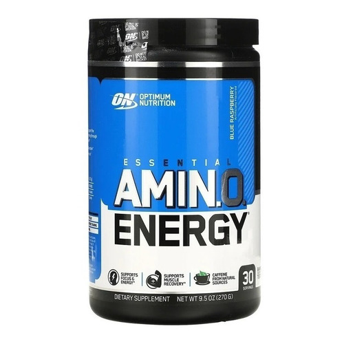 Suplemento en polvo Optimum Nutrition  Essential Amin.o. Essential Amin.o. Energy aminoácidos sabor blue raspberry en pote de 270g