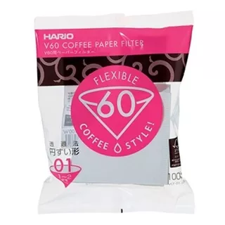 Filtro De Café Hario Branco V60 01 Pacote Com 100 Unidades