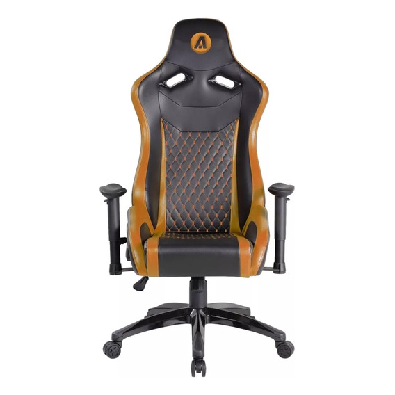 Silla Gamer Escritorio Aliver Black Orange Hunter Reclinable Color Negro Material Del Tapizado Cuero Sintético