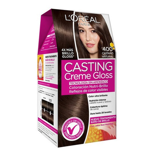 Kit Tinta L'Oréal Paris  Casting creme gloss Casting creme gloss tono 400 castaño natural 15Vol. para cabello