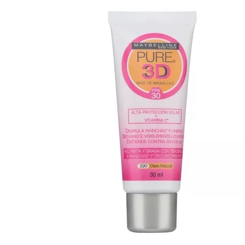 Base De Maquillaje Pure 3D 220 Claro Natural Maybelline