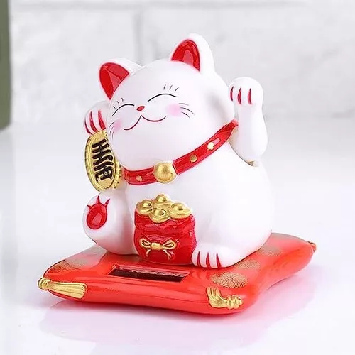 Gato da Sorte e Fortuna Maneki Neko Decorativo Energia Solar