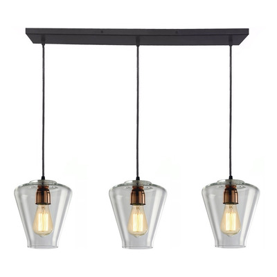 Colgante 2 Luces Cristal Transparente Vintage Cobre Apto Led