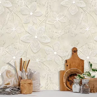 Saldão Papel De Parede Floral Elegance Claro Efeito 3d 1m