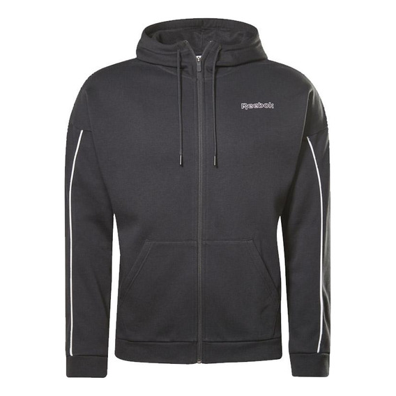 Campera Reebok Hombre Te Piping Fz Hoodie Black