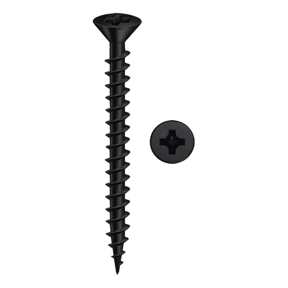 Tornillo Drywall Negro Paso Grueso Para Madera Punta Aguja 6 x 2 (3,5 x 50mm) Skyhard Caja Por 500 Unidades