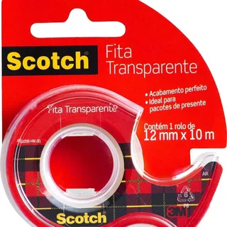 Fita Durex Adesiva Transparente Scotch C/ Aplicador 12mmx10m