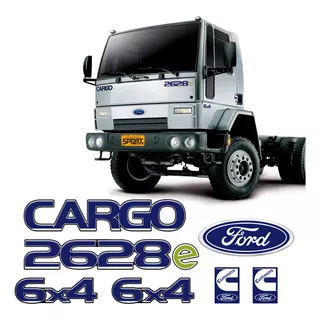 Kit Adesivos Ford Cargo Caminhão 2628e Resinado Azul 7 Peças