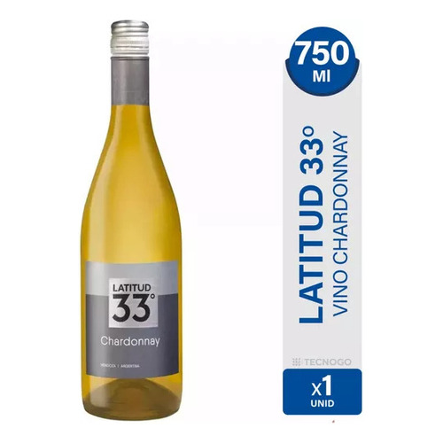 Vino Latitud 33 Chardonnay Blanco 750ml Chardon Botella