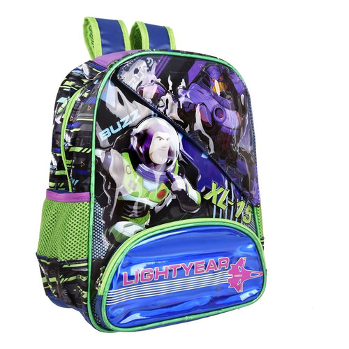 Mochila Ruz Buz Lightyear Prescolar/infantil Color Azul Diseño de la tela Rayado