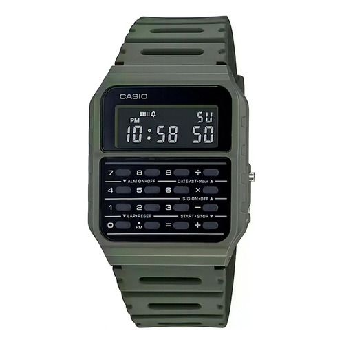 Reloj Casio Data Bank Ca53wf-3b  Ts Color De La Correa Verde Color Del Bisel Verde Color Del Fondo Negro