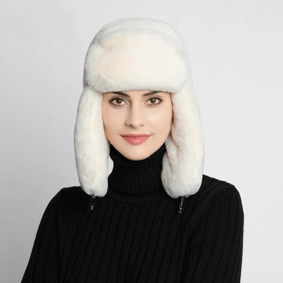 Gorro Ruso Soviético Invierno Nieve Mujer Ushanka Pelaje 