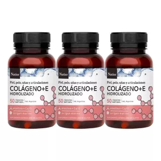 Natier Colágeno + Vitamina E Con Coenzima Q10 50 Cápsulas Pack X3