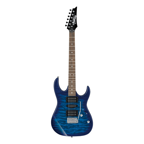 Guitarra eléctrica Ibanez RG GIO GRX70QA de álamo transparent blue burst con diapasón de amaranto