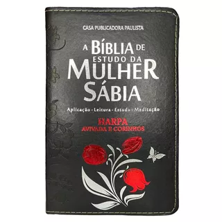 Bíblia De Estudo Letra Grande Da Mulher Sábia Preta C/ Harpa