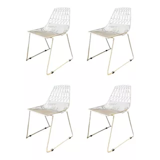 Silla De Caño Acero Metal Diseño Blanca X 4 Unidades