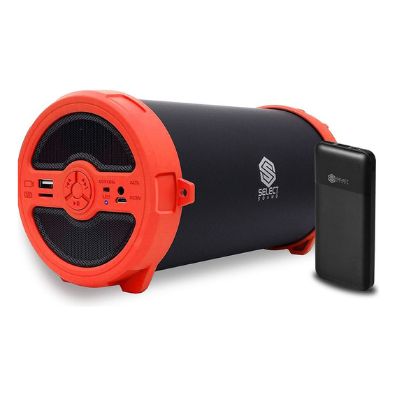 Bocina Inalámbrica Bluetooth Portátil + Power Bank 10000 Mah Color Naranja