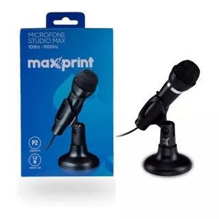 Microfone Studio Para Mesa Maxprint Preto P2 3,5mm -60000052