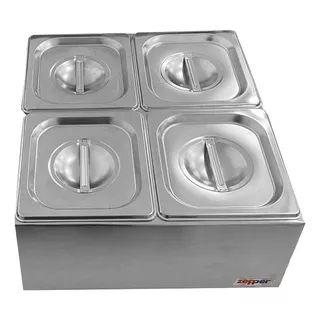 Condimentadora Central Refrigerada 4 Cubas 1/6 Zpcnr04 Inox