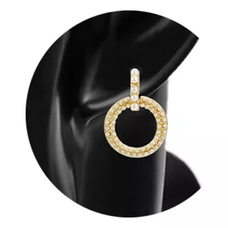 Colgante Pendiente Circulo Oro 14k Lam Perla Calidad Premium