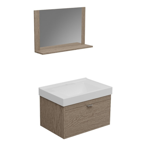 Kit Mueble Con Puerta Para Baño + Espejo +  Bacha - Xangai