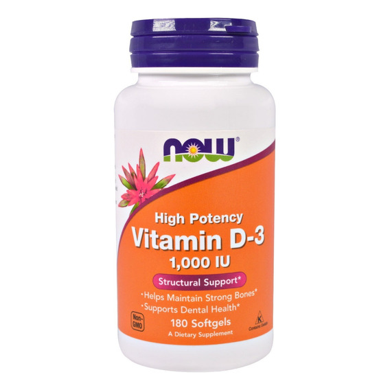 Suplemento en cápsulas blandas NOW  Structural Support Vitamin D-3 1000 IU vitamina d3 en pote 180 un