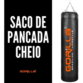 Saco De Pancada Cheio Profissional 180 Cm Muay Thai Gorilla Cor Preto