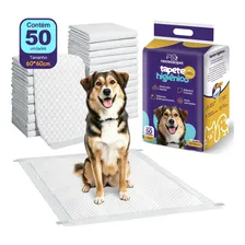 Tapete Higiênico 60x60cm 50 Unidades Descartável Cachorro Cão Pet Fralda Manta Absorvente Nexmidiopet