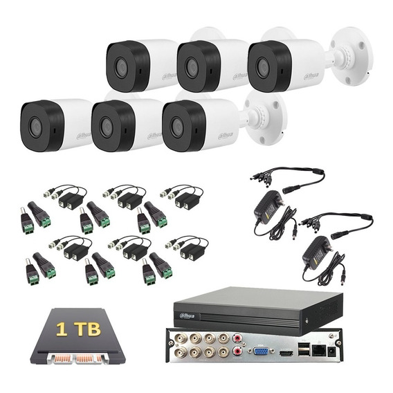 Kit Video Vigilancia 6 Cámaras 1080p Dahua Cctv 1 Tb Baluns