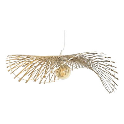 Colgante Deco Moderno De Bambu 60x16 Natural Apto Led E27 