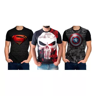 Camiseta Superman Capitao America Justiceiro Frete Gratis