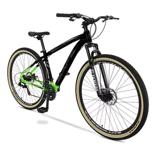 Bicicleta 29 Mtb Safe Alumínio 21 V Freio À Disco Suspensão Cor Preto + Verde Neon Tamanho Do Quadro 19