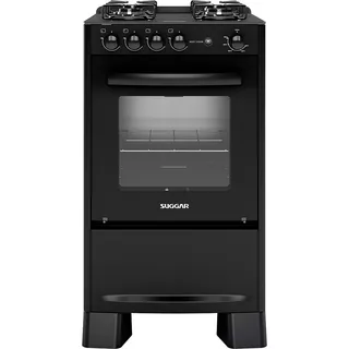 Fogão  De Chão Suggar  Neo Cook 4 Queimadores  Preto 110v/220v Porta Com Visor 56l