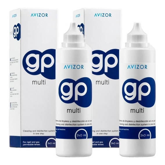 2 Piezas Avizor Gp Multi 240 Ml Solucion Lentes De Contacto