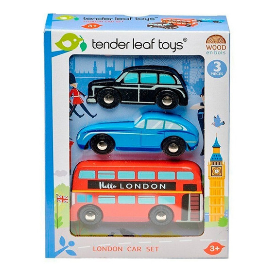 Set X3 Vehículos Tender Leaf Toy De Londres De Madera Febo