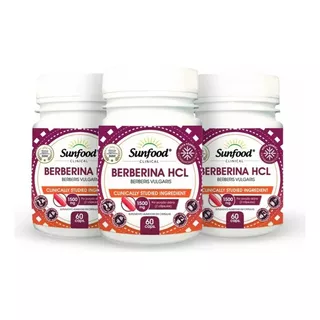 Kit 3 Berberina Hcl 15000mg 180 Softgels Sunfood Eua