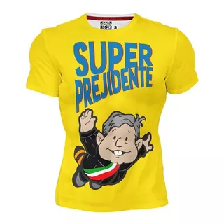 Playera Full Print Super Presidente Amlo Amarilla 169