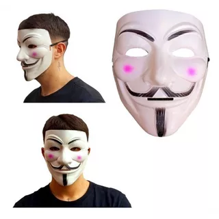 Máscara V De Vingança Hacker Anonymous Vendetta Cor Branco
